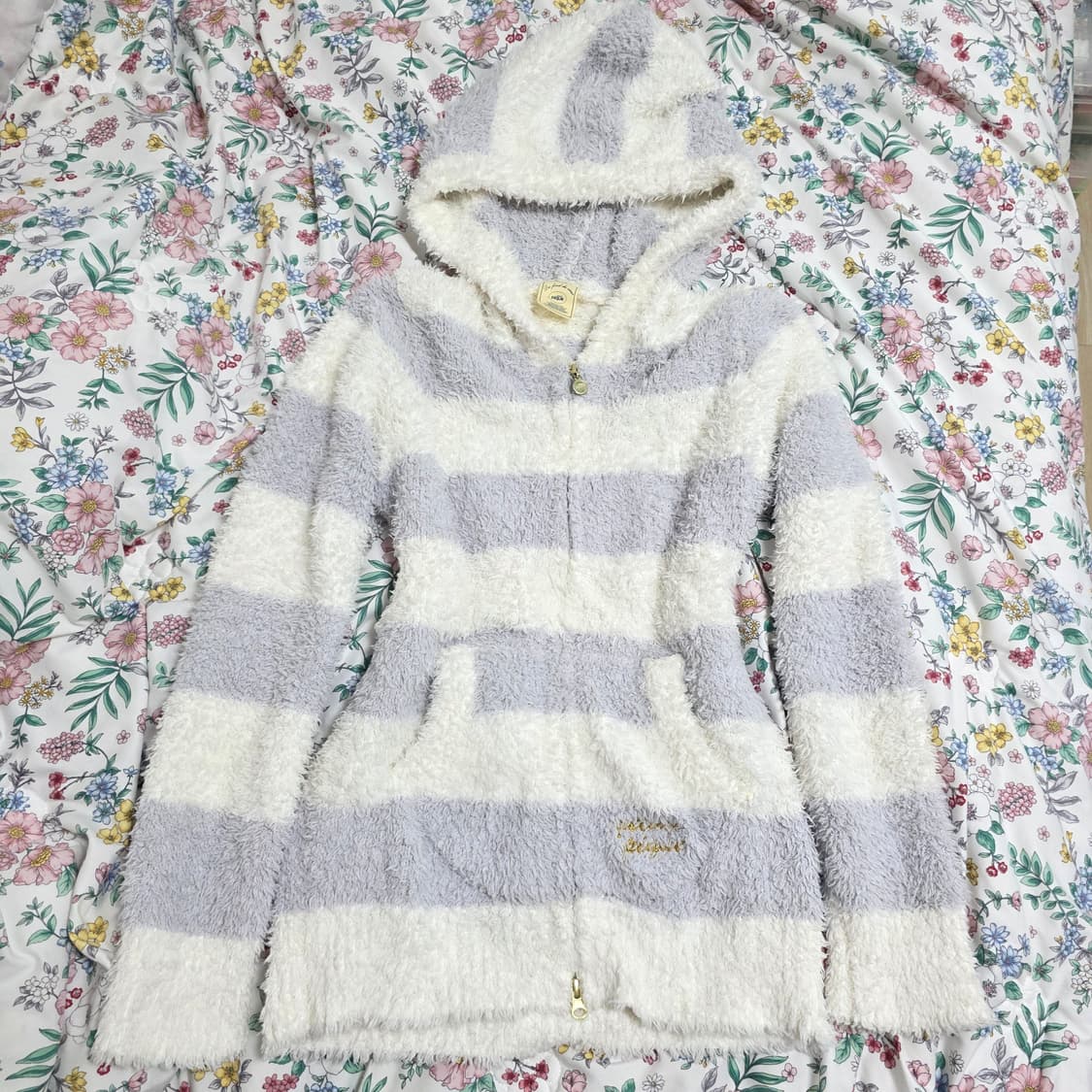 젤라또피케 일본빈티지)히메갸루 블루 모리걸 스트라이프 후드집업 상품이미지1