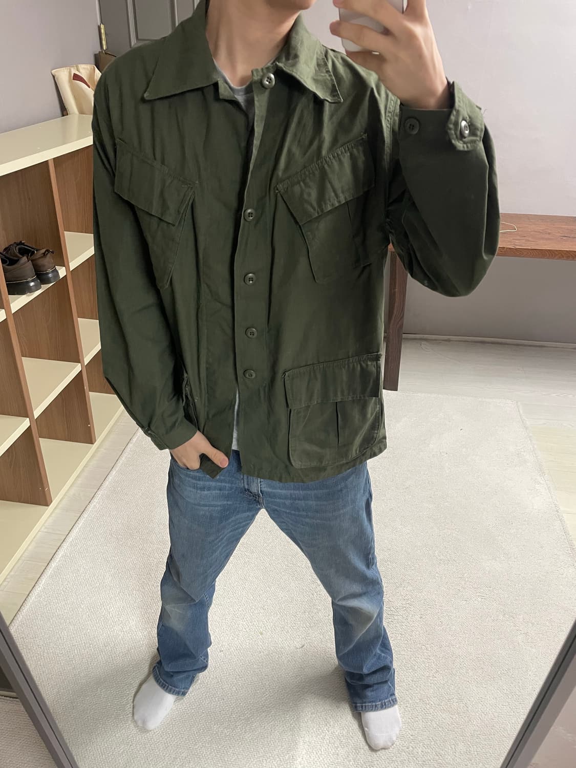 M) 코튼 밀리터리 퍼티그 자켓 상품이미지1