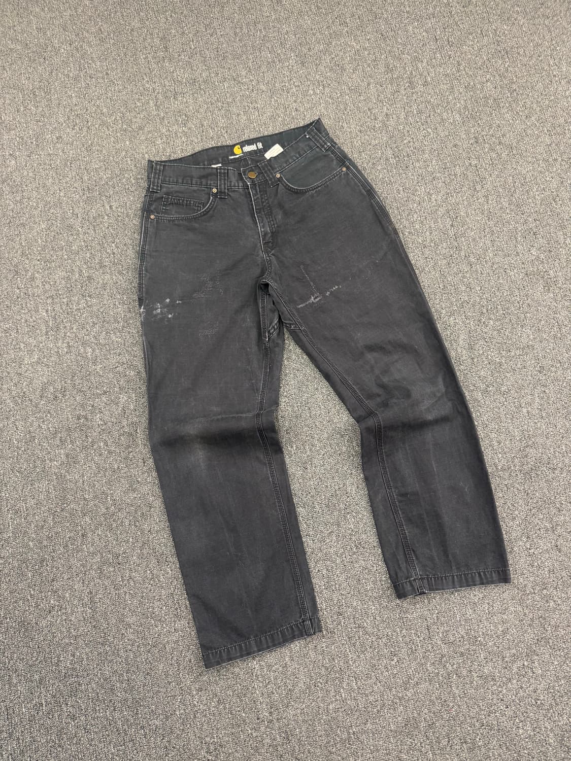 칼하트 빈티지 싱글니 블랙 워크팬츠 상품이미지1