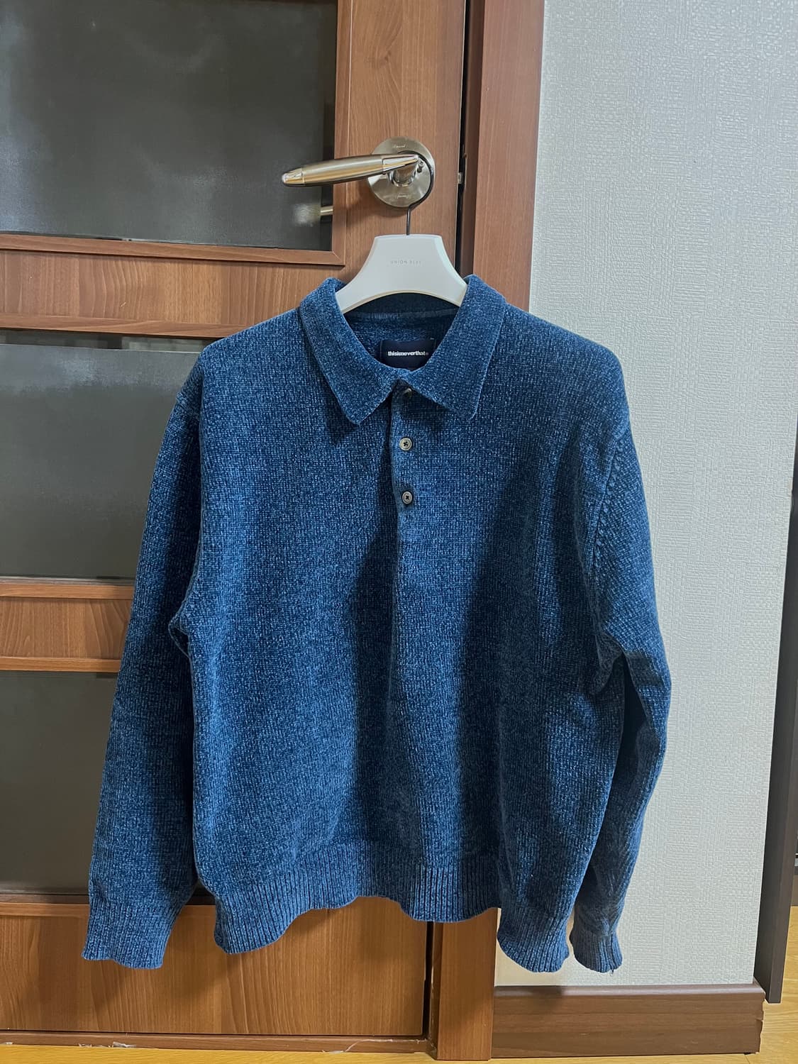 Thisisneverthat velvet knit polo blue 상품이미지1