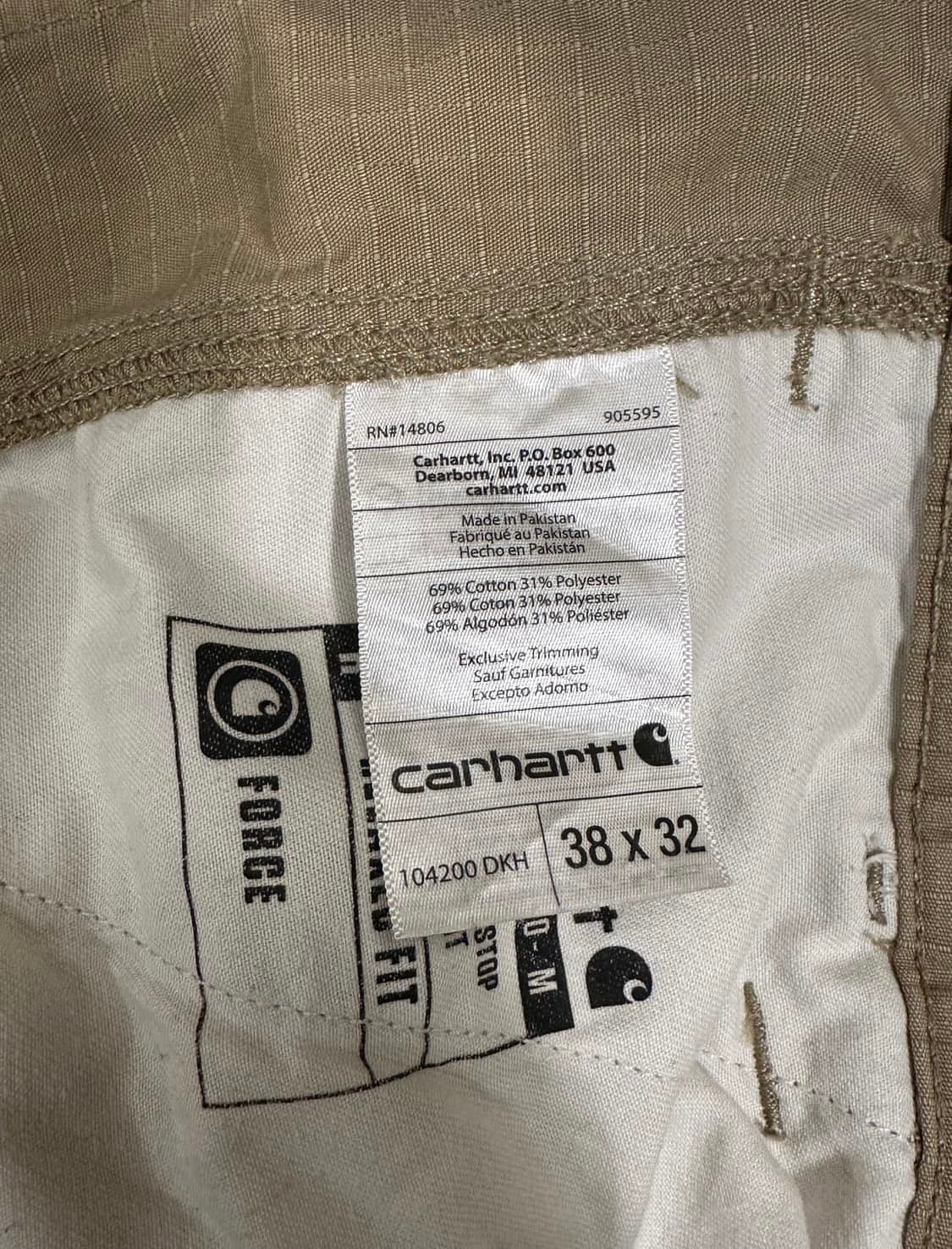 칼하트 카펜터 베이지 카고팬츠 38x32 상품이미지6