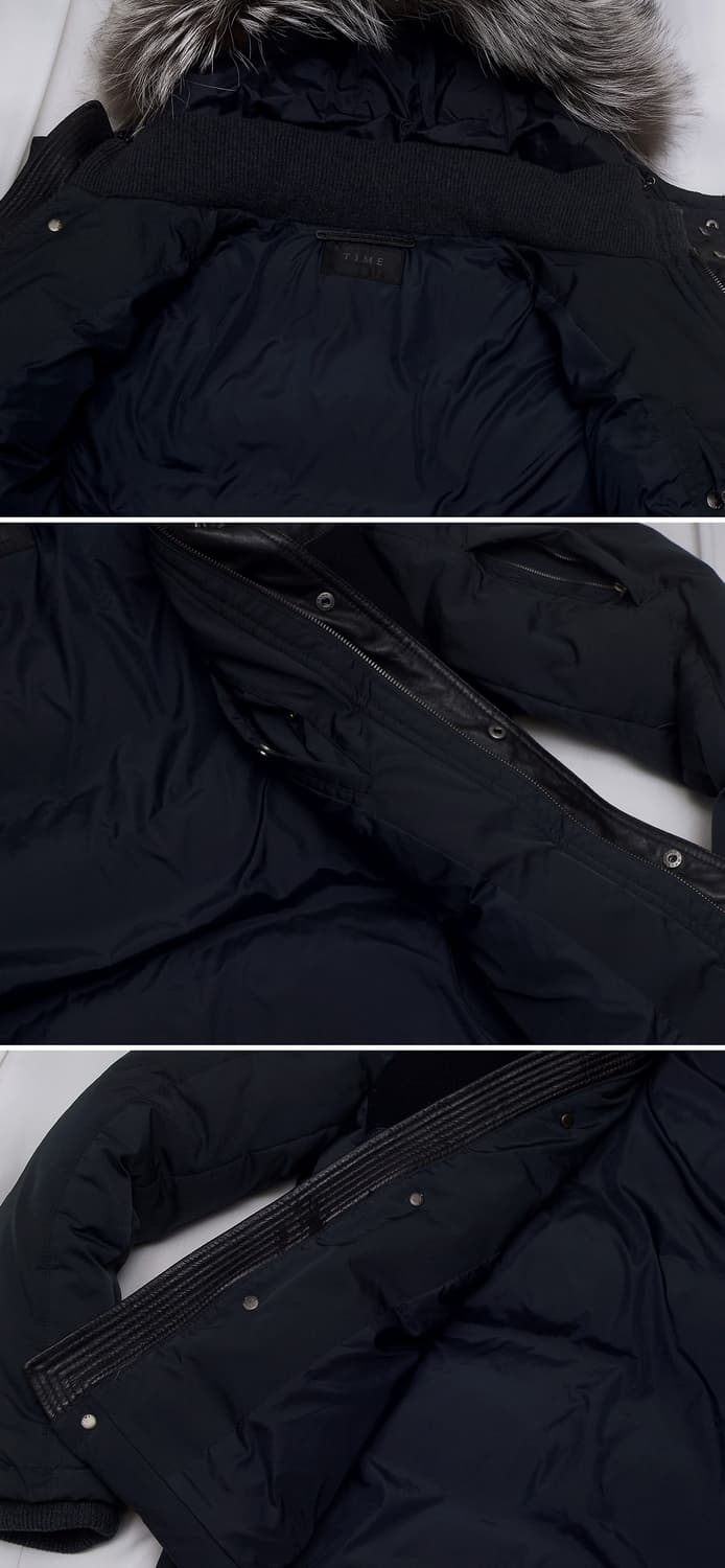 타임옴므 양가죽 울캐시미어 폭스퍼 구스다운 숏패딩 (100) 상품이미지7