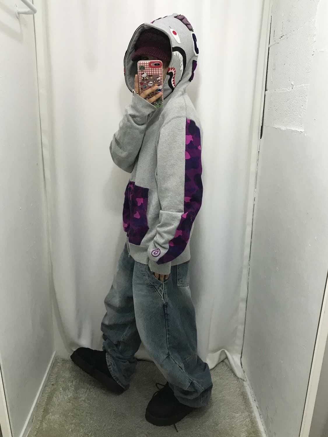 Bape Purple Camouflage Shark Hood Zipup 상품이미지6