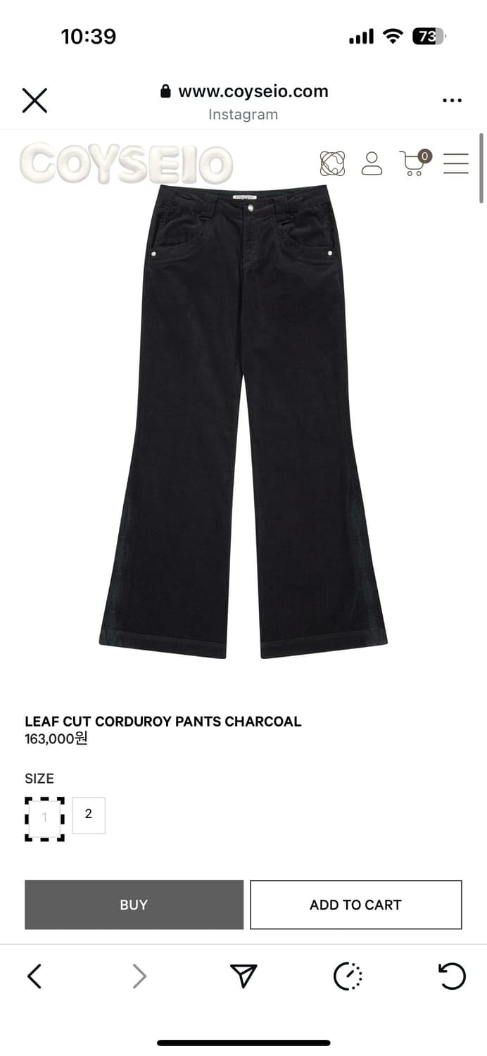 코이세이오 LEAF CUT CORDUROY PANTS CHARCOAL  상품이미지1