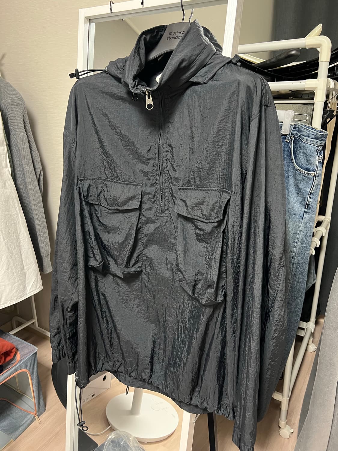 판매)아르켓 아노락 바람막이 블랙 L 상품이미지3