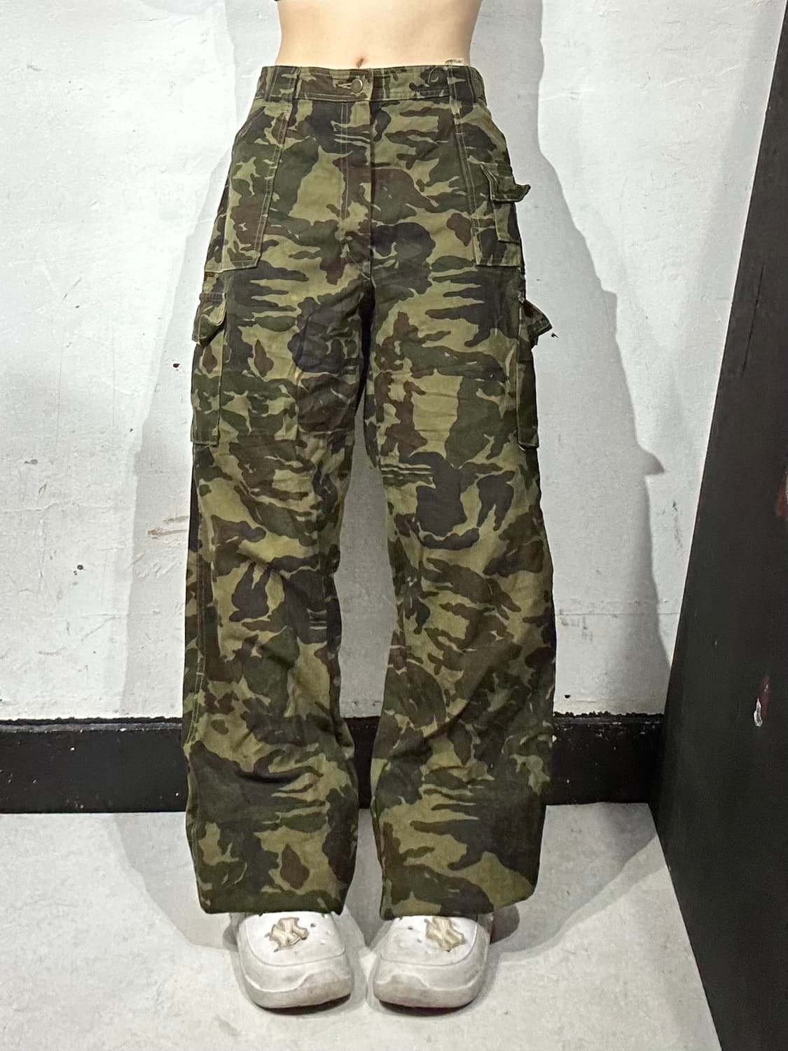 일본 빈티지 카키 와이드 밀리터리 카모 카고 팬츠  상품이미지2