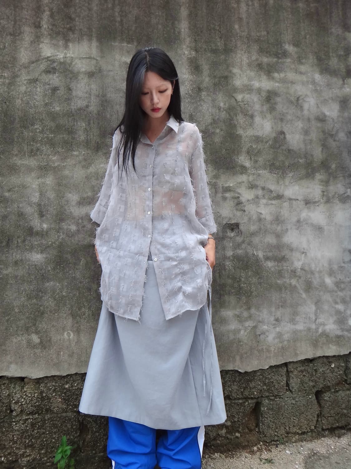 Side strap flare skirt / grey 상품이미지9