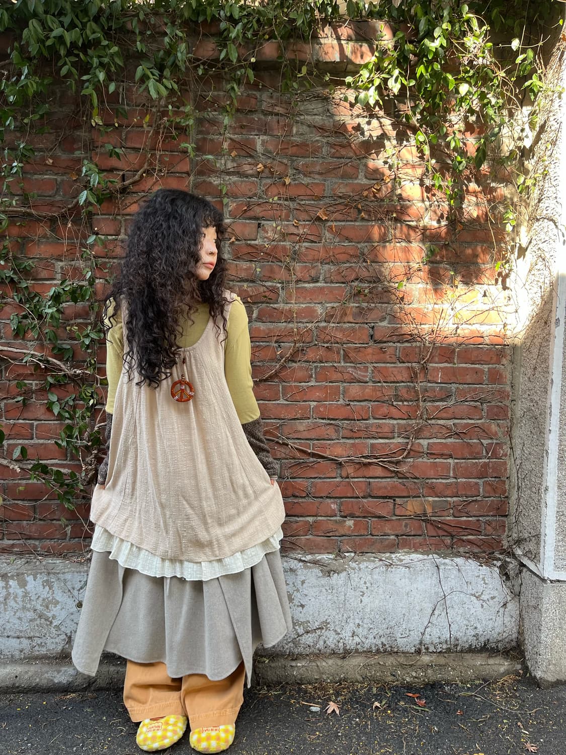 아이보리 레이어드 미디 원피스 상품이미지2