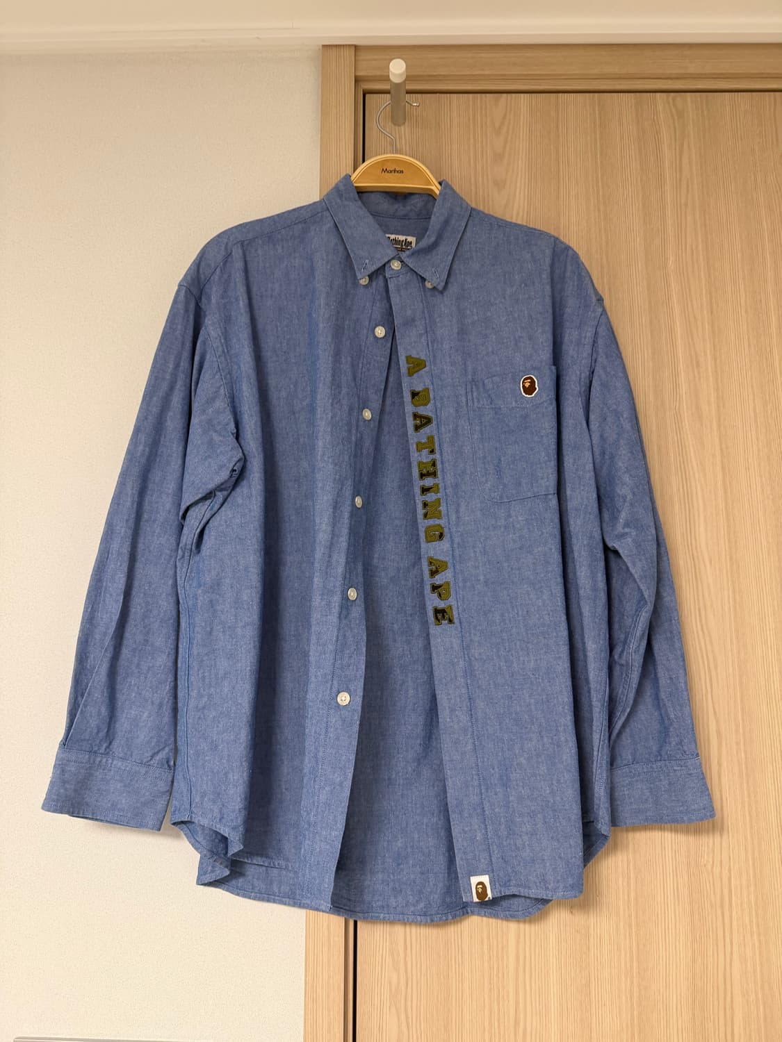 A Bathing Ape chambray logo shirt 🔵 상품이미지1
