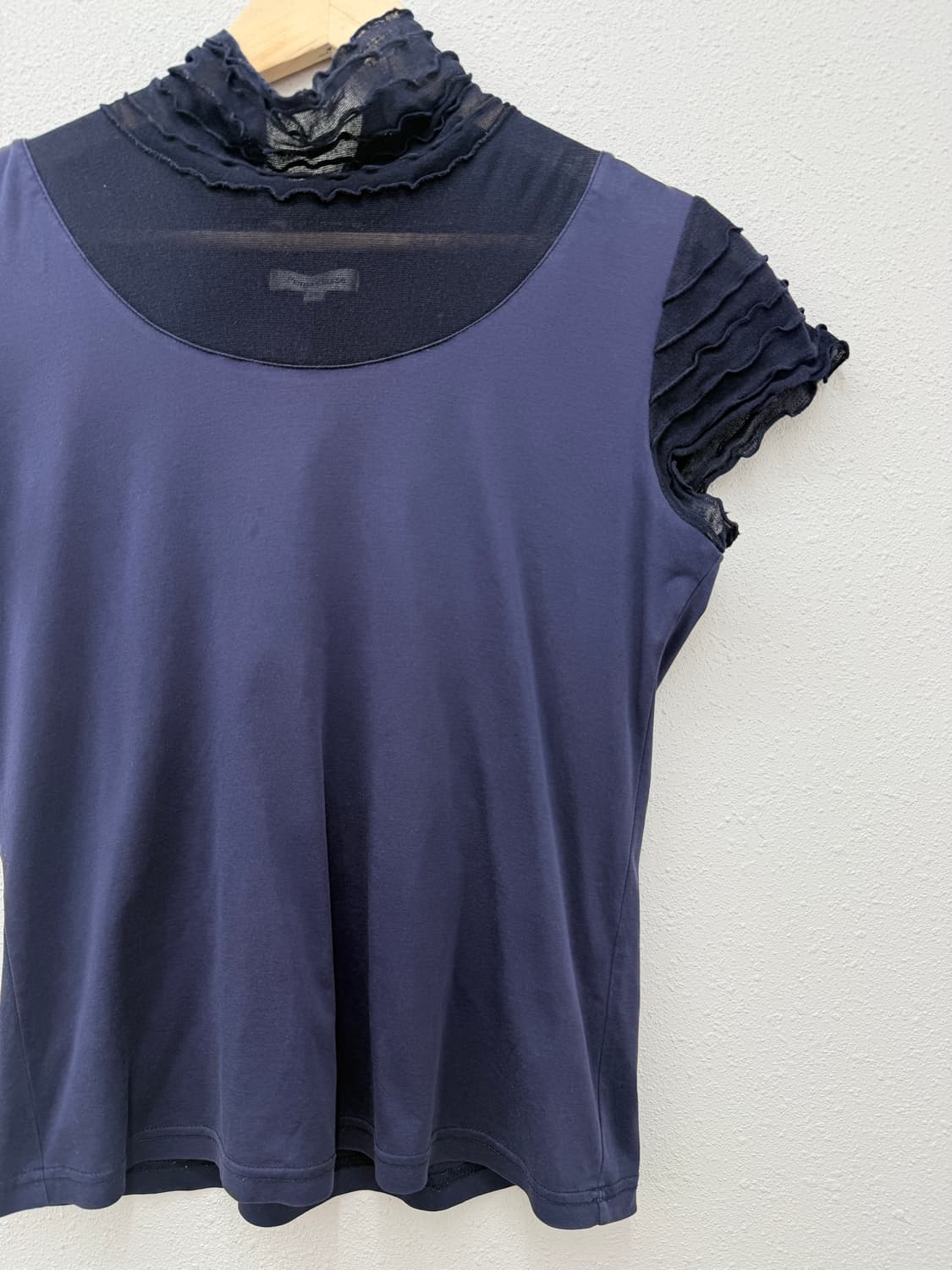 빈티지 퍼플블루 프릴 블라우스 상품이미지2