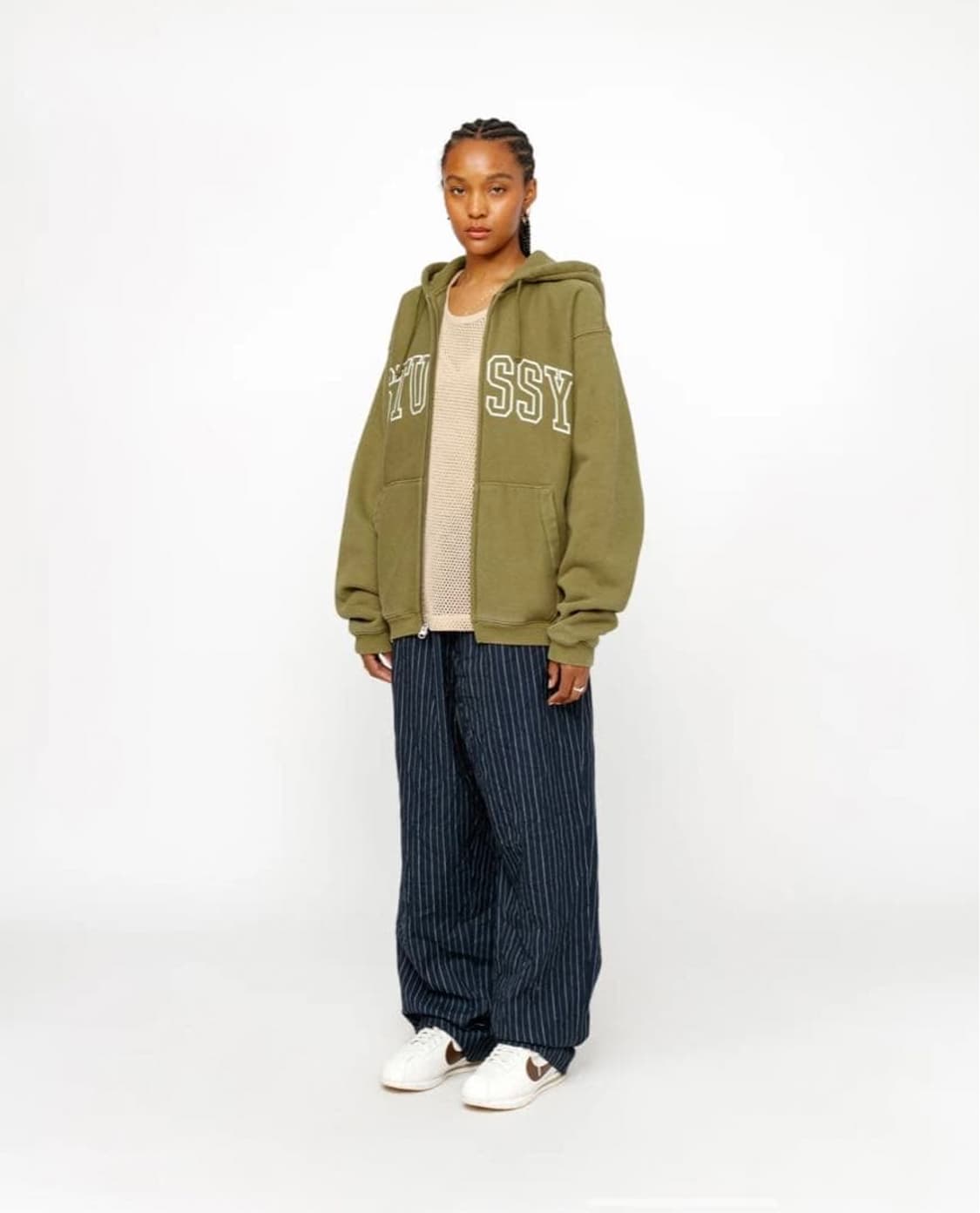 스투시 아웃라인 집 후드 올리브 상품이미지1