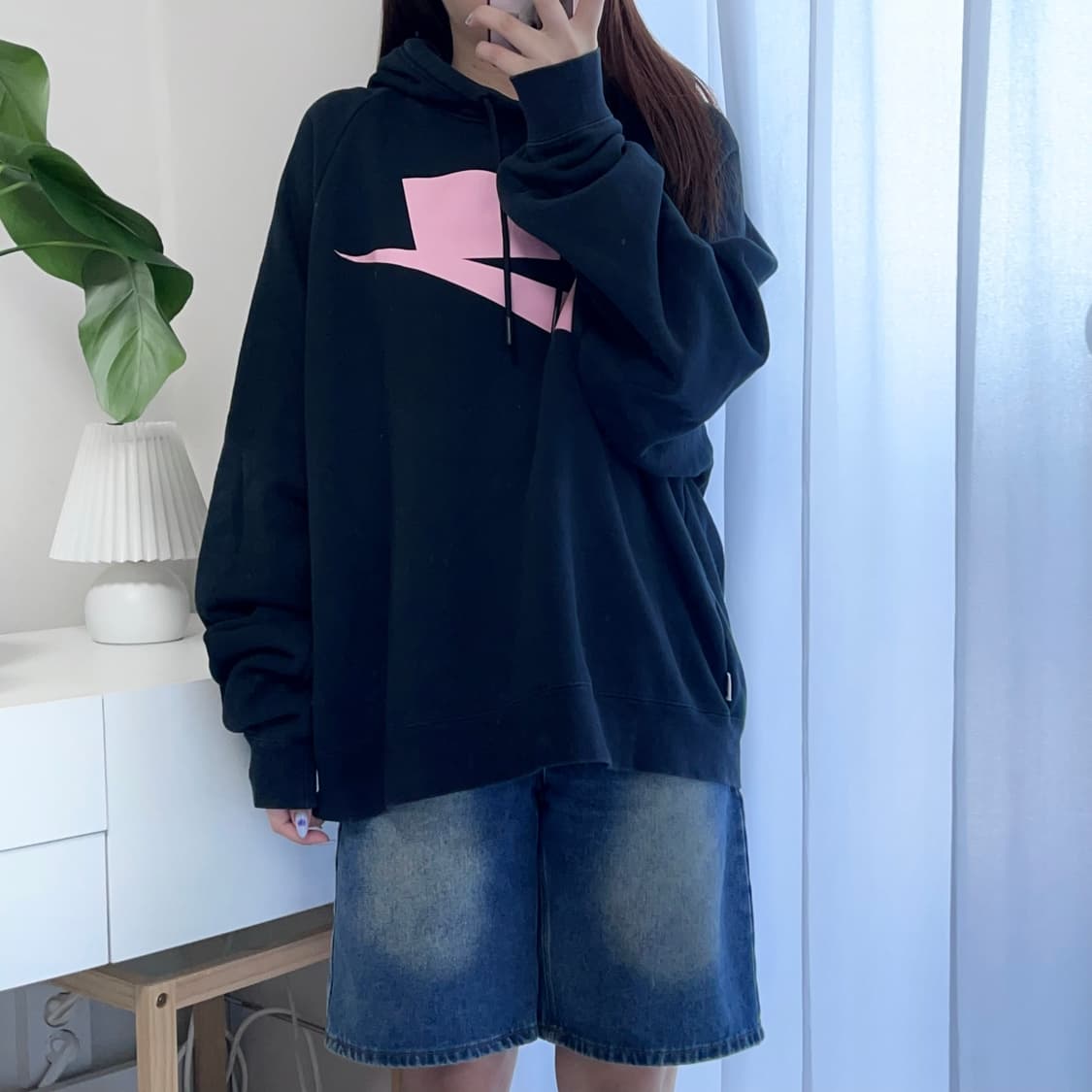 [정품] 나이키 블랙 핑크 빅푸츄라 후드티 [ L ] 상품이미지3