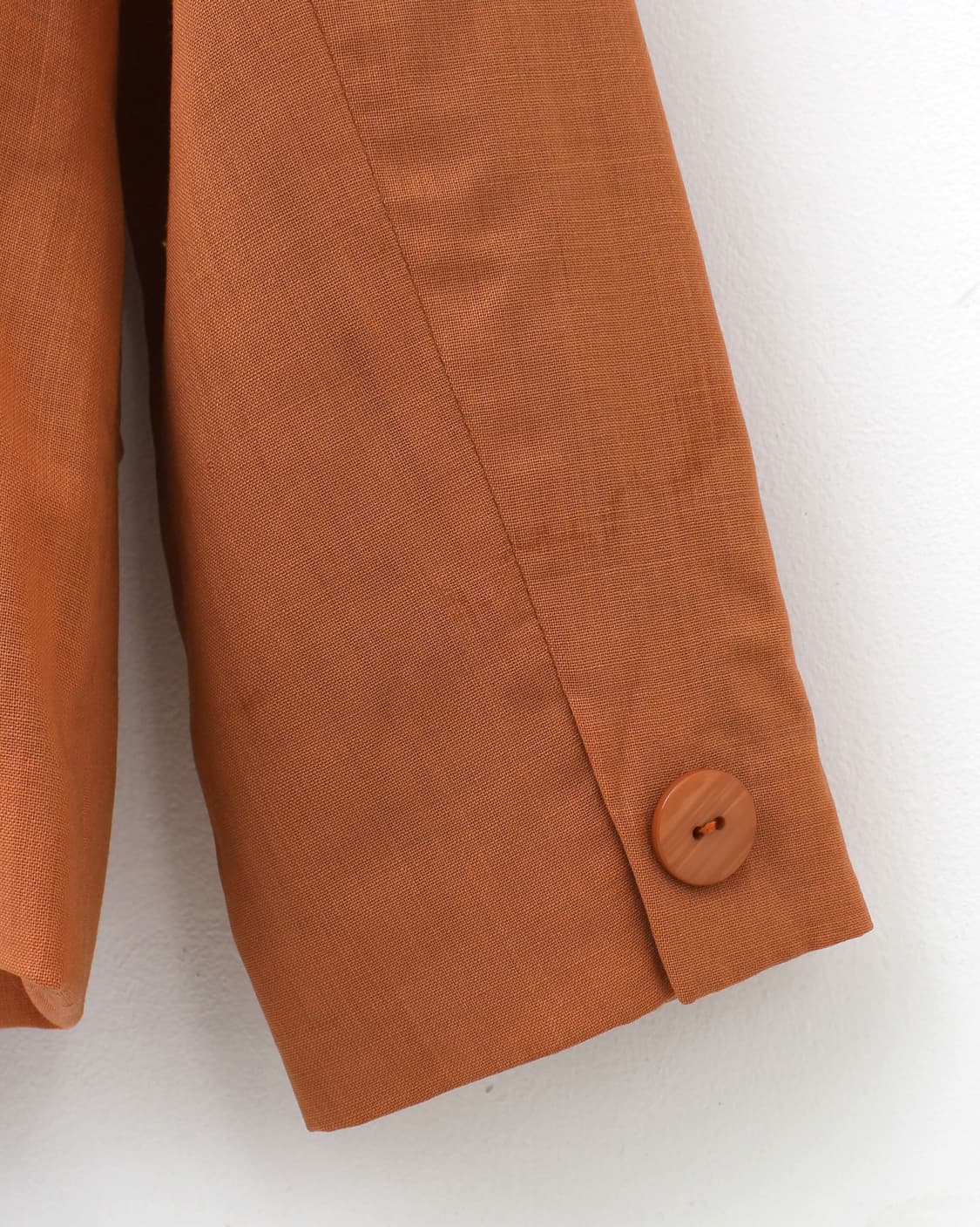 일본 빈티지 써머 울 오렌지 노카라 자켓 미디 스커트 세트 셋업 상품이미지7