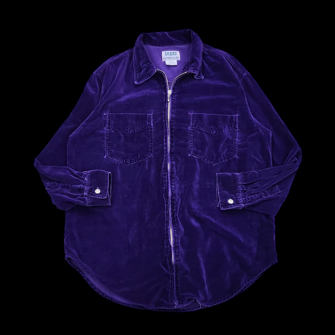 SOHO 빈티지 벨벳 집업 셔츠 자켓 상품이미지1