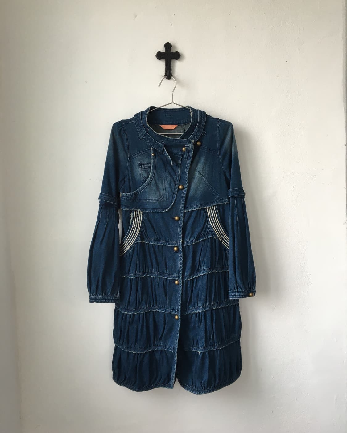 Belted denim long jacket 상품이미지2