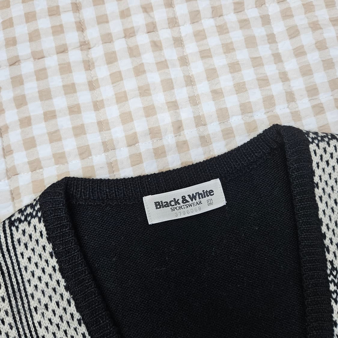 블랙앤화이트 울100 니트 베스트 조끼 남자100 상품이미지2