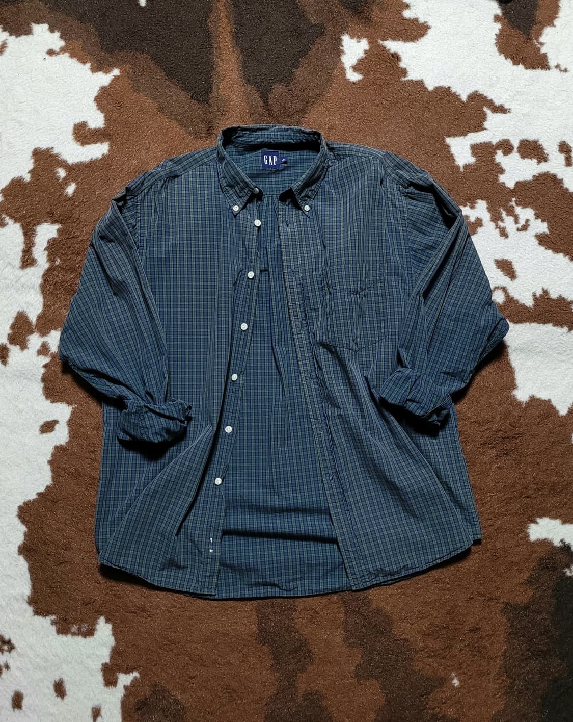 OLD GAP 남성용 그린 타탄체크 남방(L) 상품이미지1