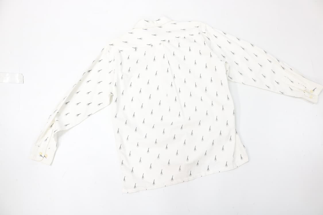 POINTER 포인터 빈티지 기타 올오버 패턴 화이트 셔츠 (M) 상품이미지5