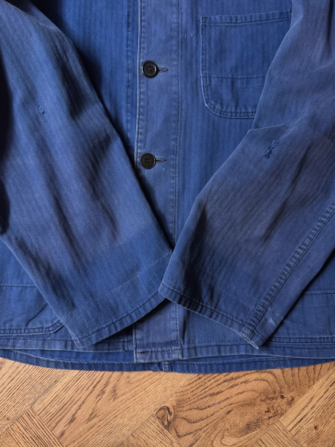 [M]90's 빈티지 페이딩 헤링본 트윌 프렌치 워크자켓 상품이미지5