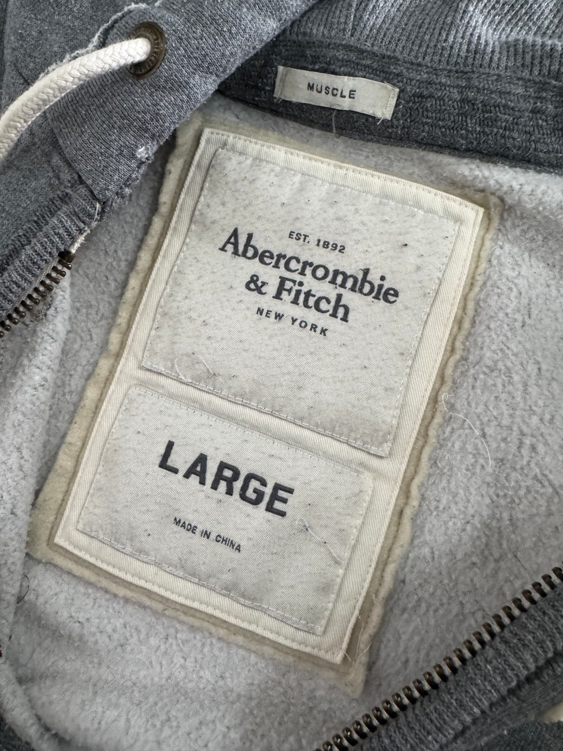 아베크롬비 y2k 스펠로고 기모 후드집업 L 그레이 상품이미지3