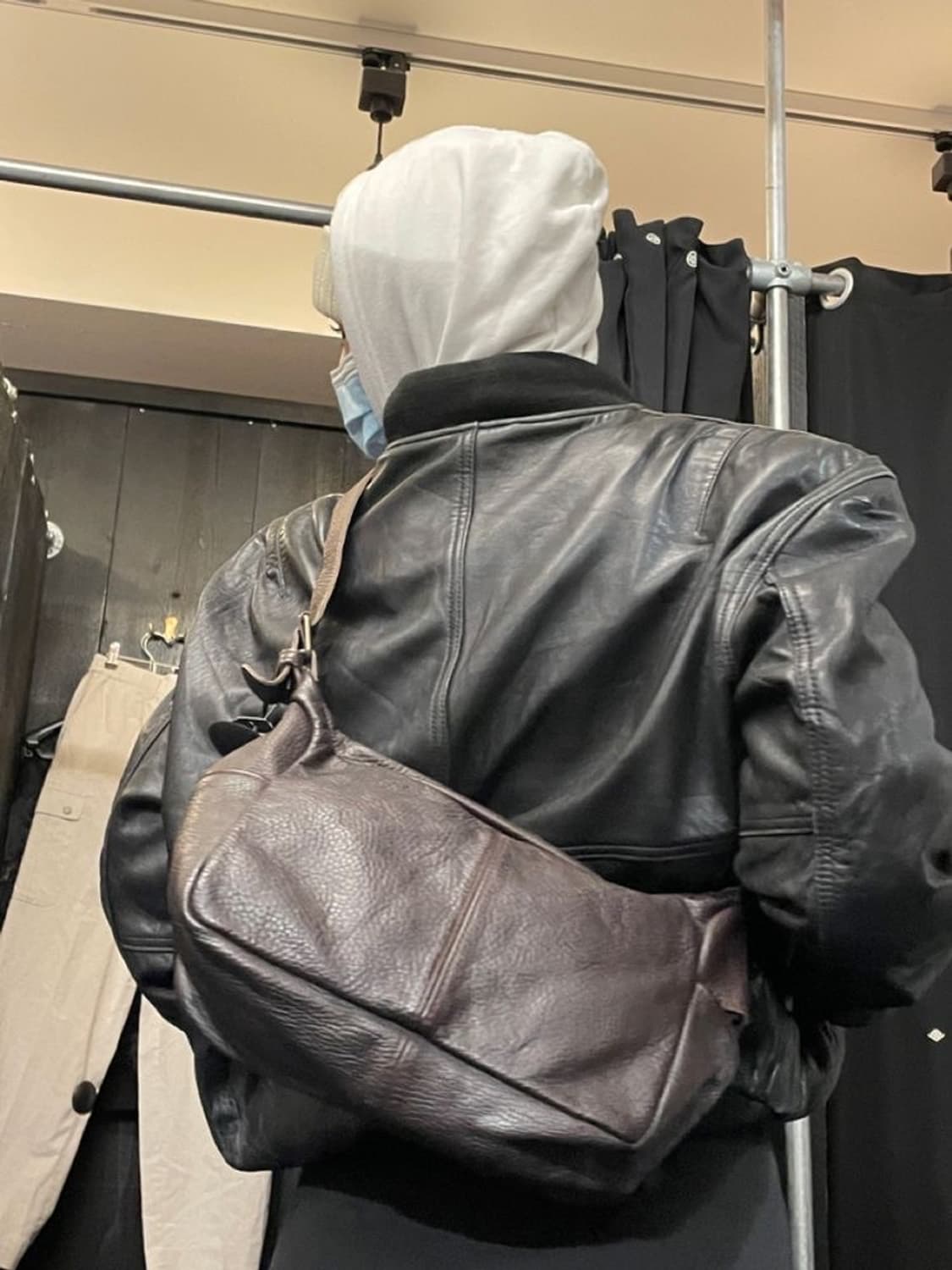 자라 페이크 레더 오버핏 빈티지워싱 봄버 자켓가죽 XL 상품이미지2