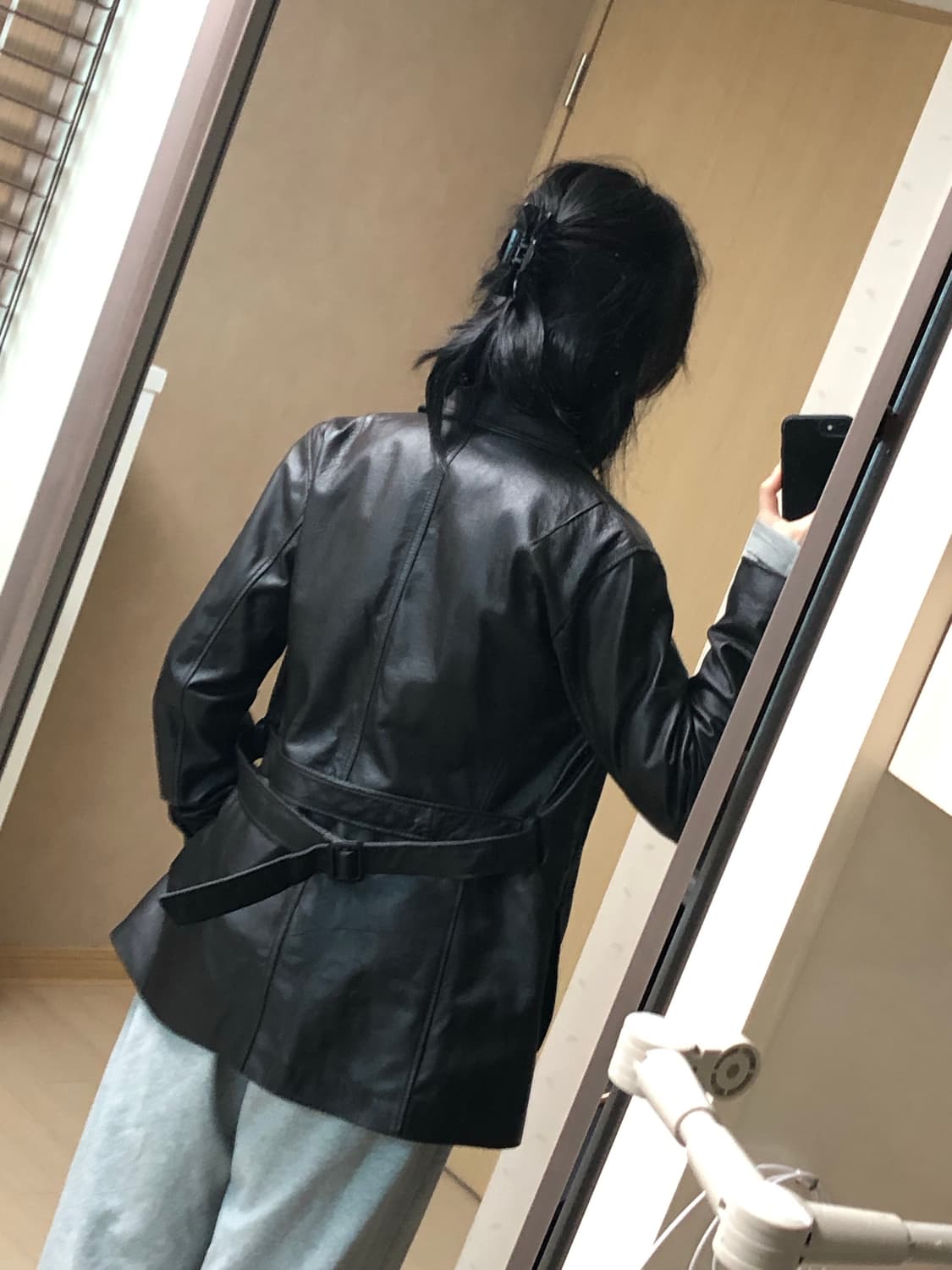 L 히든버튼 돼지가죽 자켓 벨트포함 상품이미지10