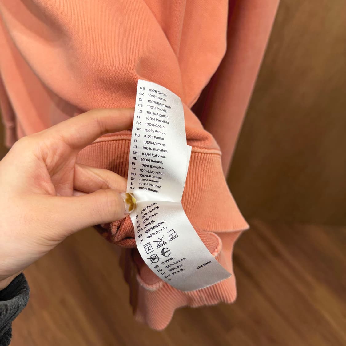 코스 코튼 라운드넥 긴팔 맨투맨 무지 디테일 레귤러핏 오렌지 상품이미지7