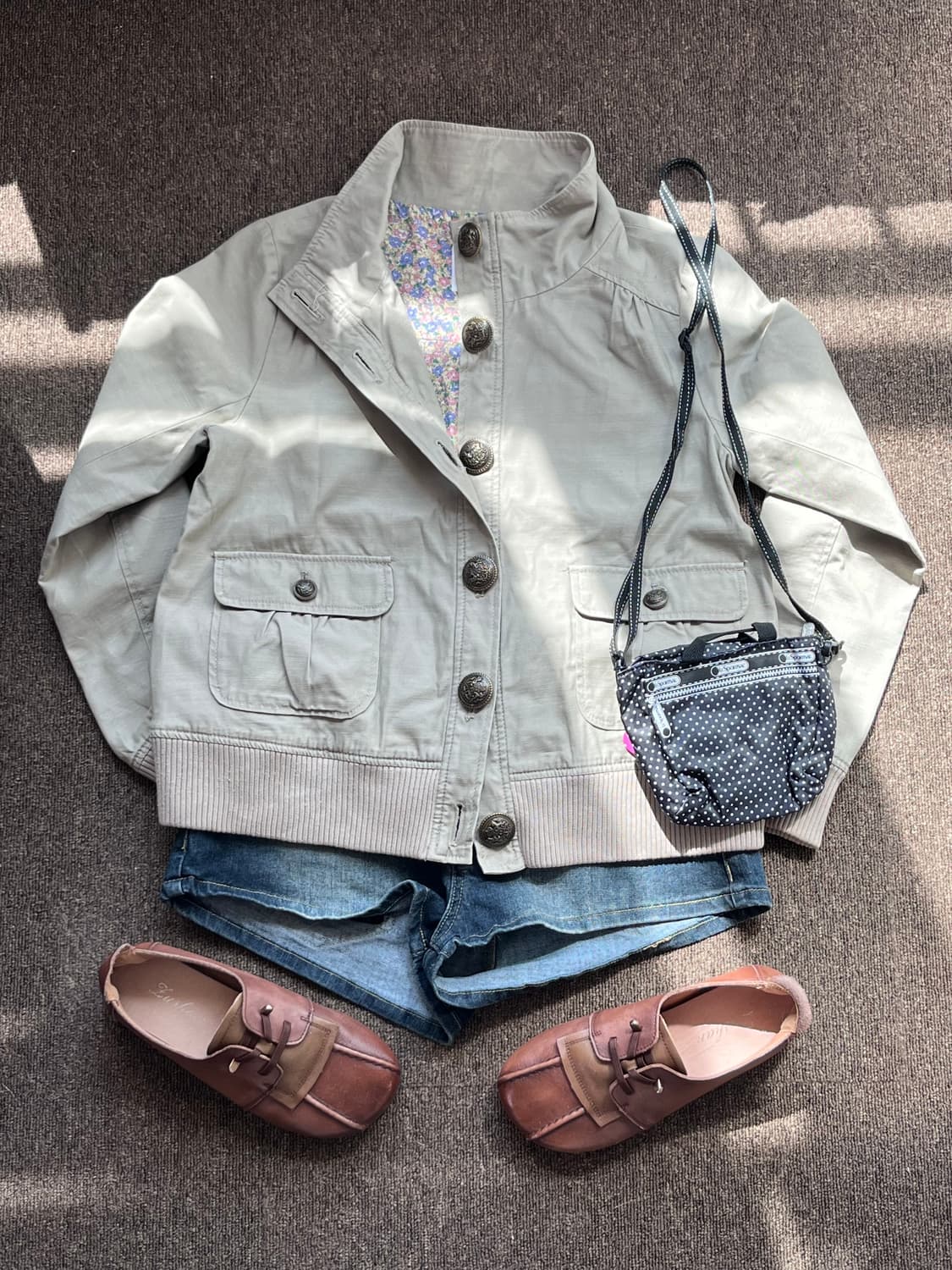 Pageboy 잔꽃 하이넥 베이지 봄버 자켓 상품이미지10