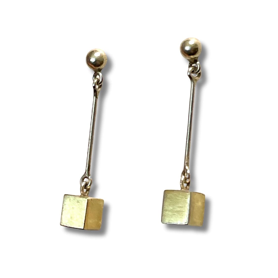 CUBE Drop Earrings 925 Silver & Gold 상품이미지2