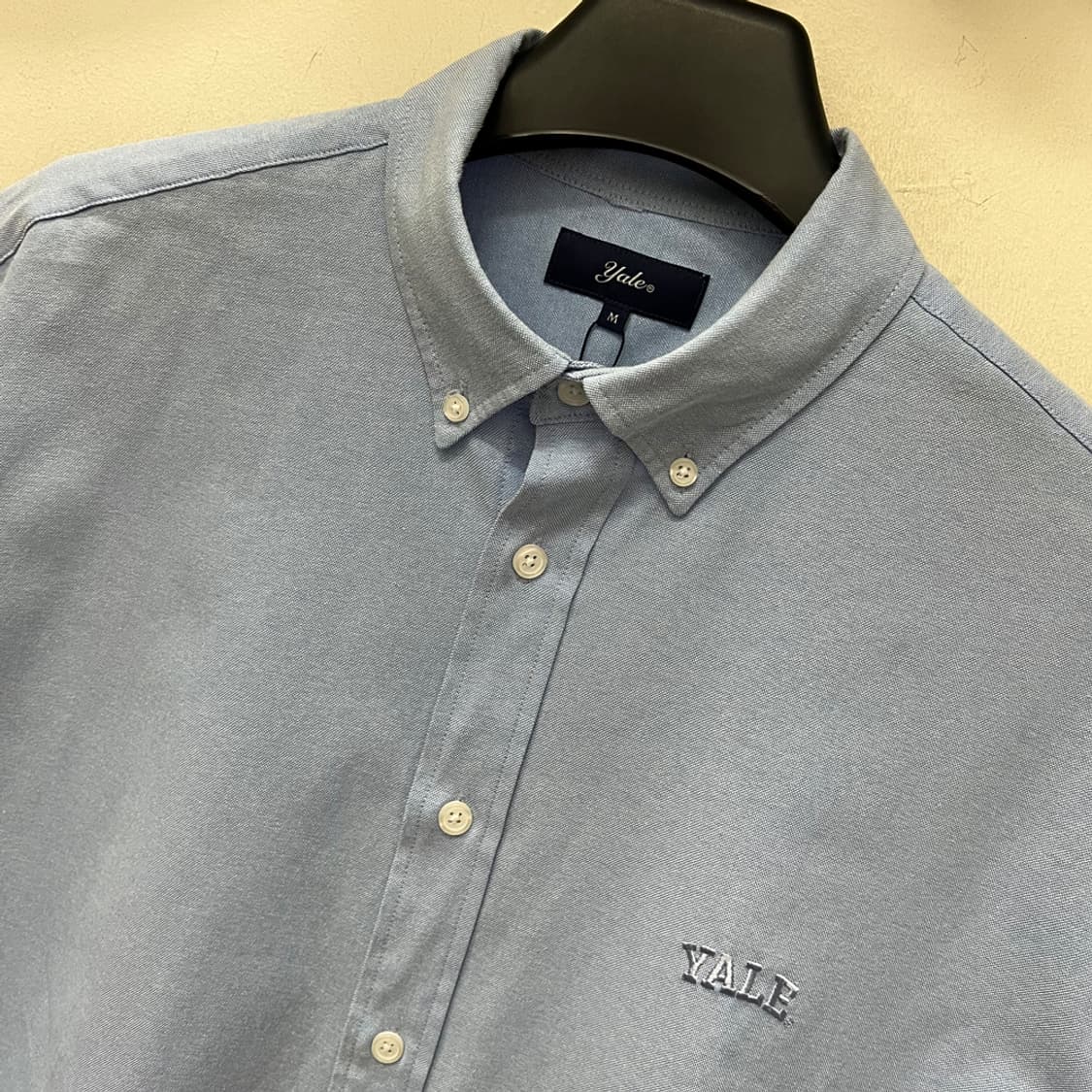 YALE 예일 오버핏 스카이블루 옥스포드 반팔 셔츠 M 상품이미지3