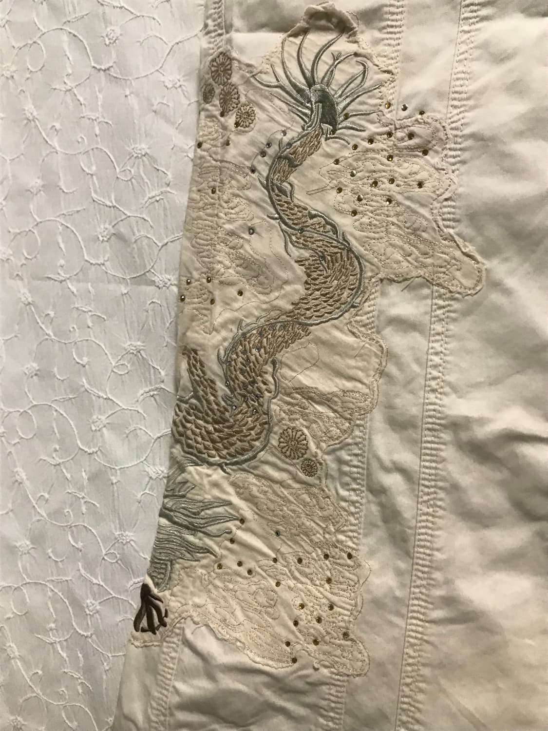 빈티지 y2k 오리엔탈 코르셋 자수 카고 팬츠 상품이미지3