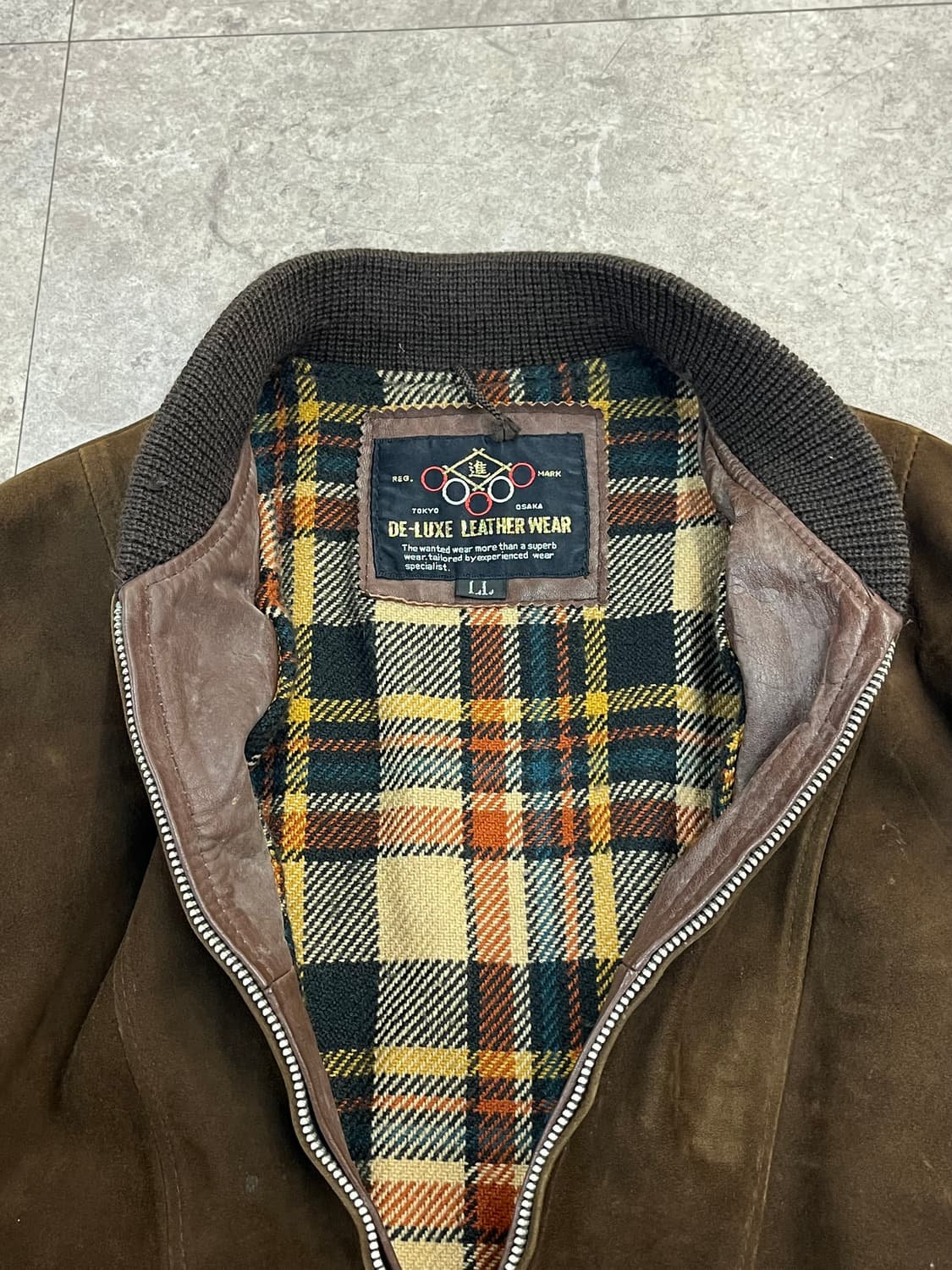 빈티지 스웨이드 집업 자켓 브라운 XL #csz2335 상품이미지4