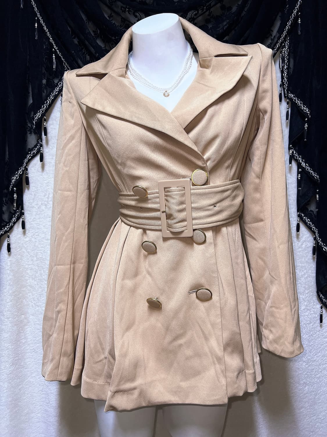 립서비스 로맨틱갸루 로걀 라떼 오네 모카베이지 벨트 트렌치코트 원피스 상품이미지2