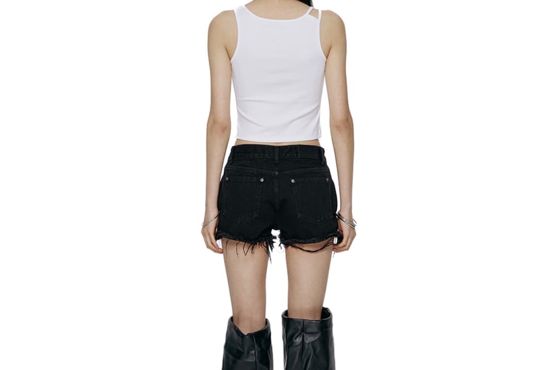 락케이크 Damage Denim Shorts Black 상품이미지2