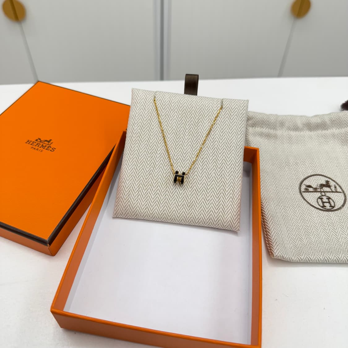 에르메스 팝아슈 미니 목걸이 블랙 골드 상품이미지1