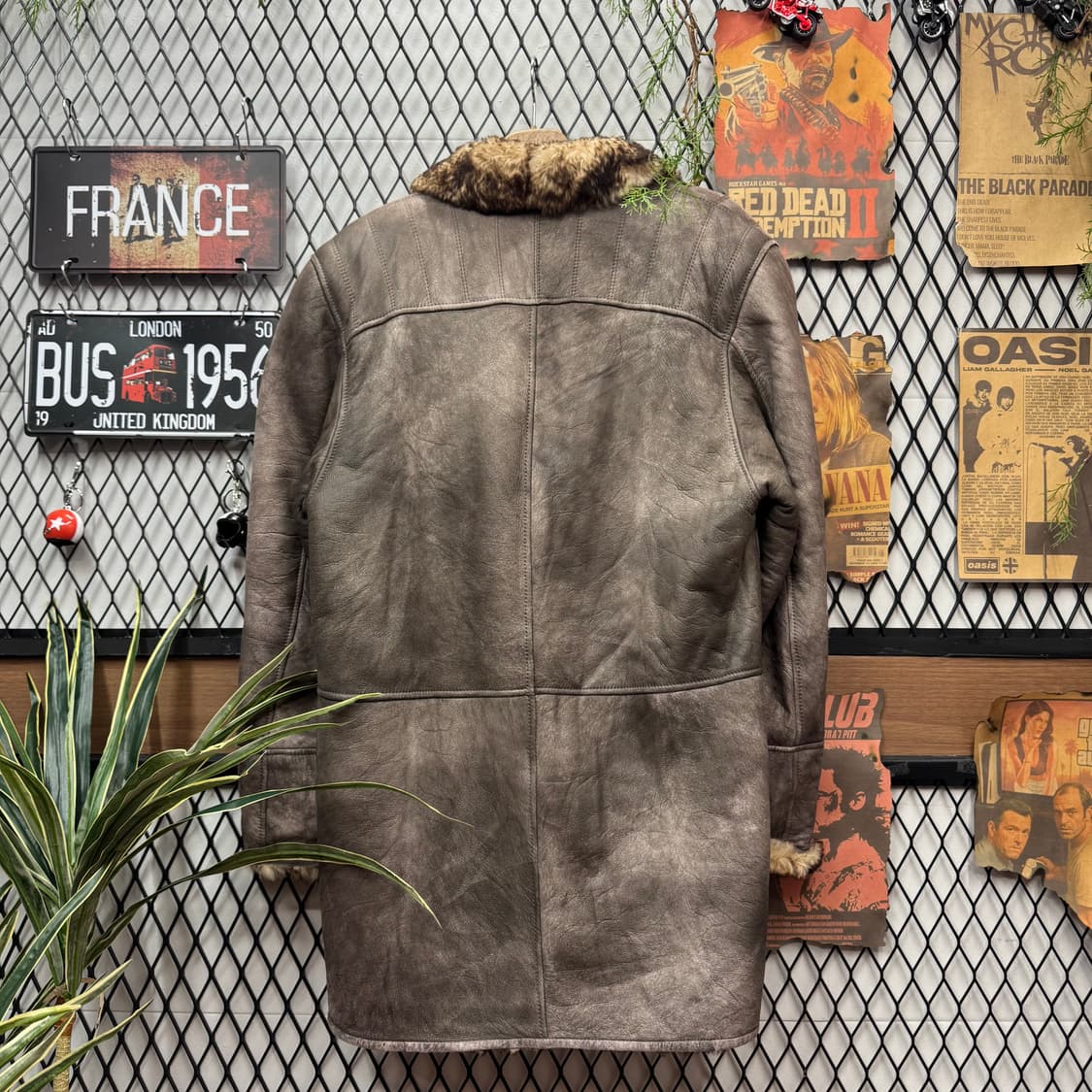 AC.BANG 빈티지 양가죽 스웨이드 레더 퍼카라 롱코트 브라운 상품이미지2