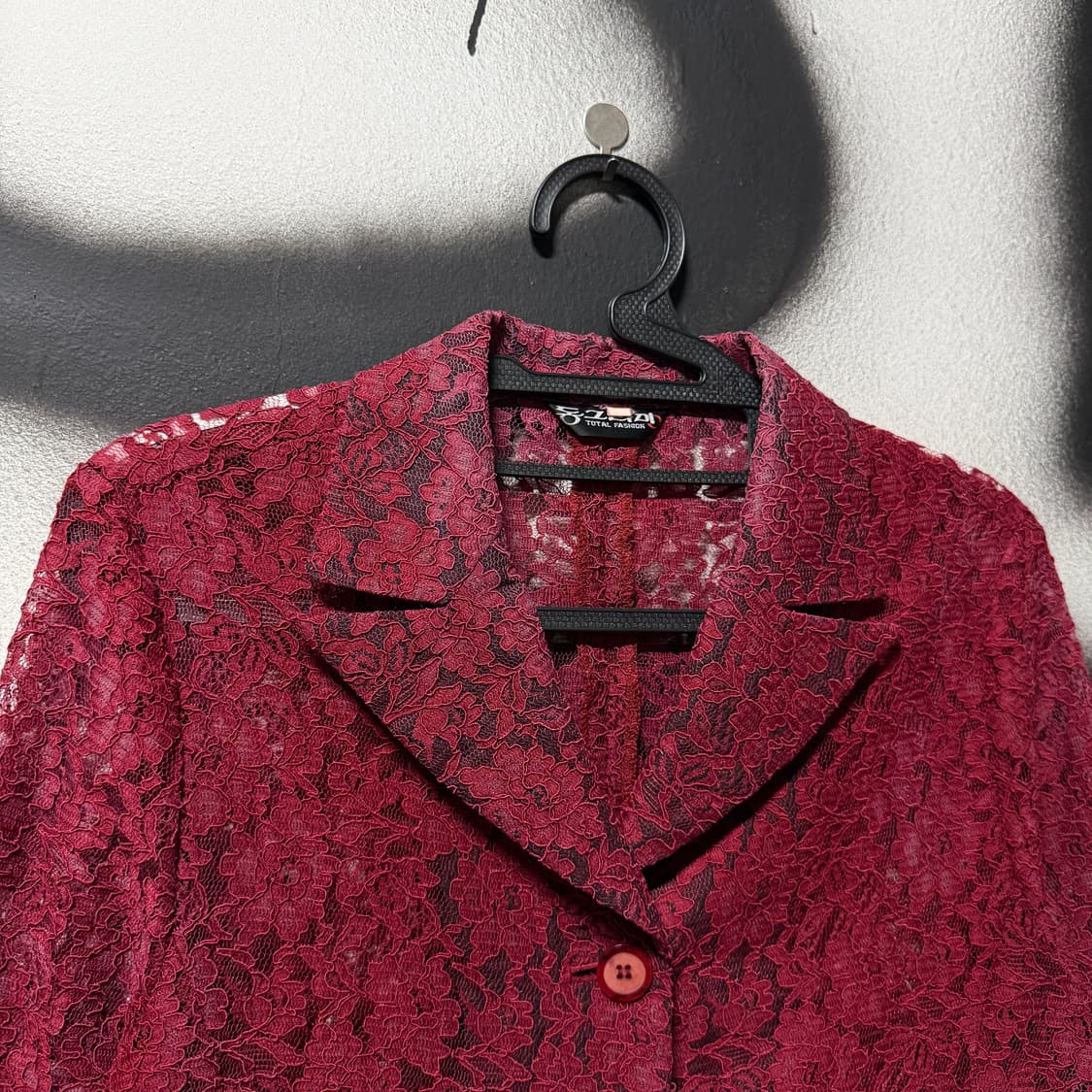 VTG 빈티지 오리엔탈 레드 크로쉐 핀턱 시스루 자켓 상품이미지3