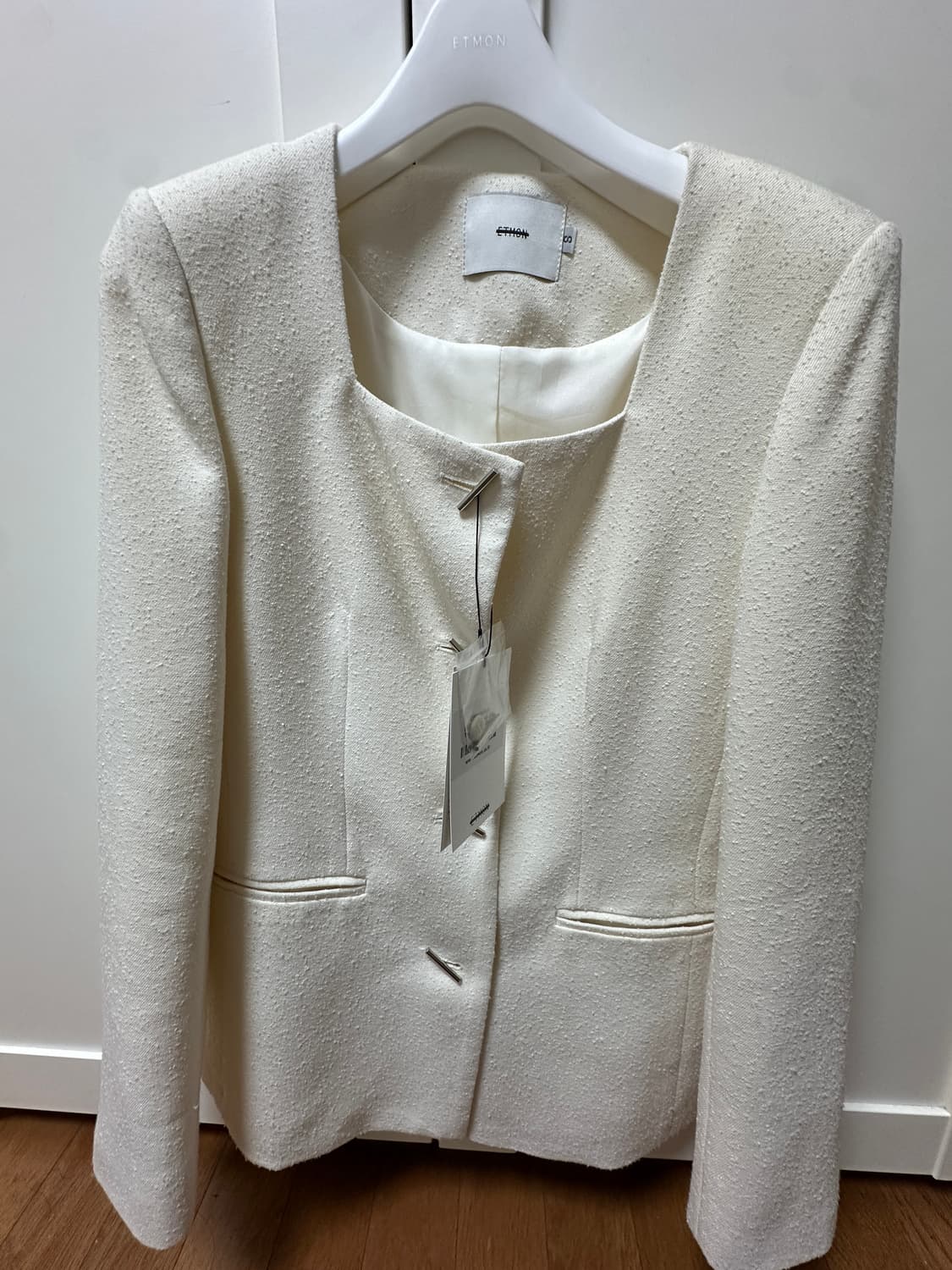 [새상품] 에트몽 스퀘어 넥 롱 드위드 자켓 S 상품이미지4