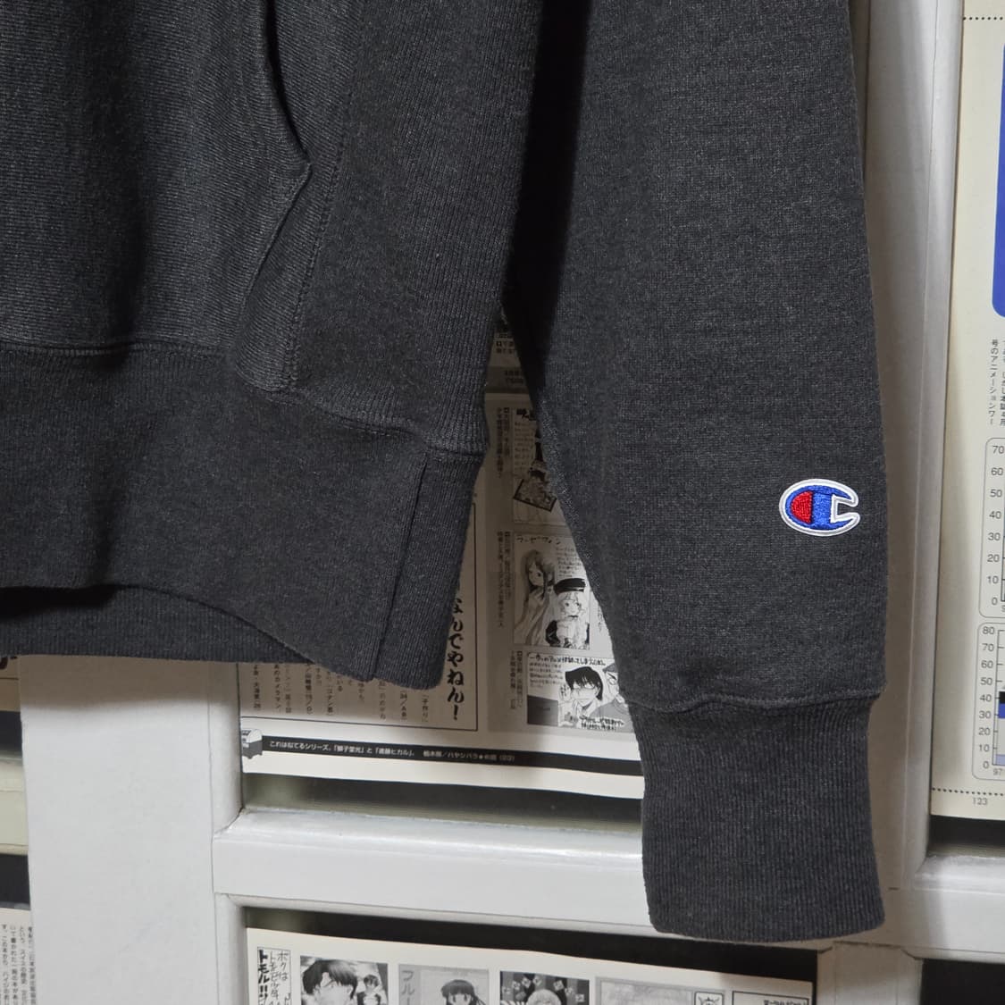 챔피온 리버스위브 차콜 빅로고 후드티 상품이미지4