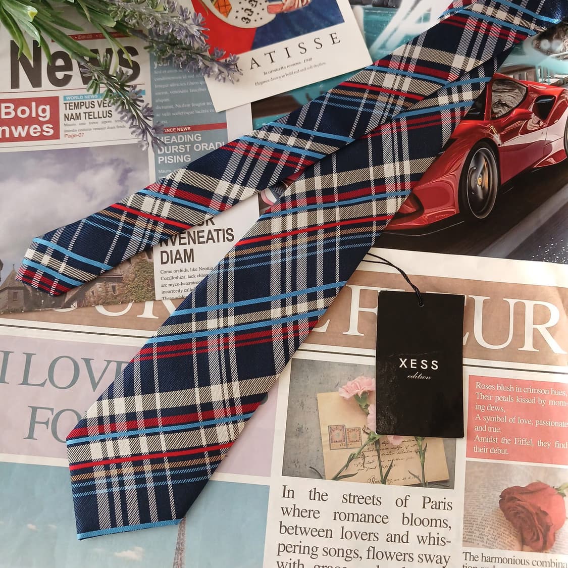 젝스 실크 네이비 체크 슬림 넥타이 7.6cm 새상품 A19080
 상품이미지2