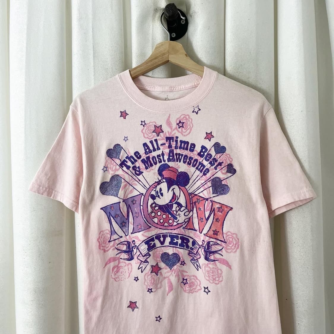 디즈니랜드 핑크 미키 프린팅 y2k 하프 티셔츠 상품이미지2