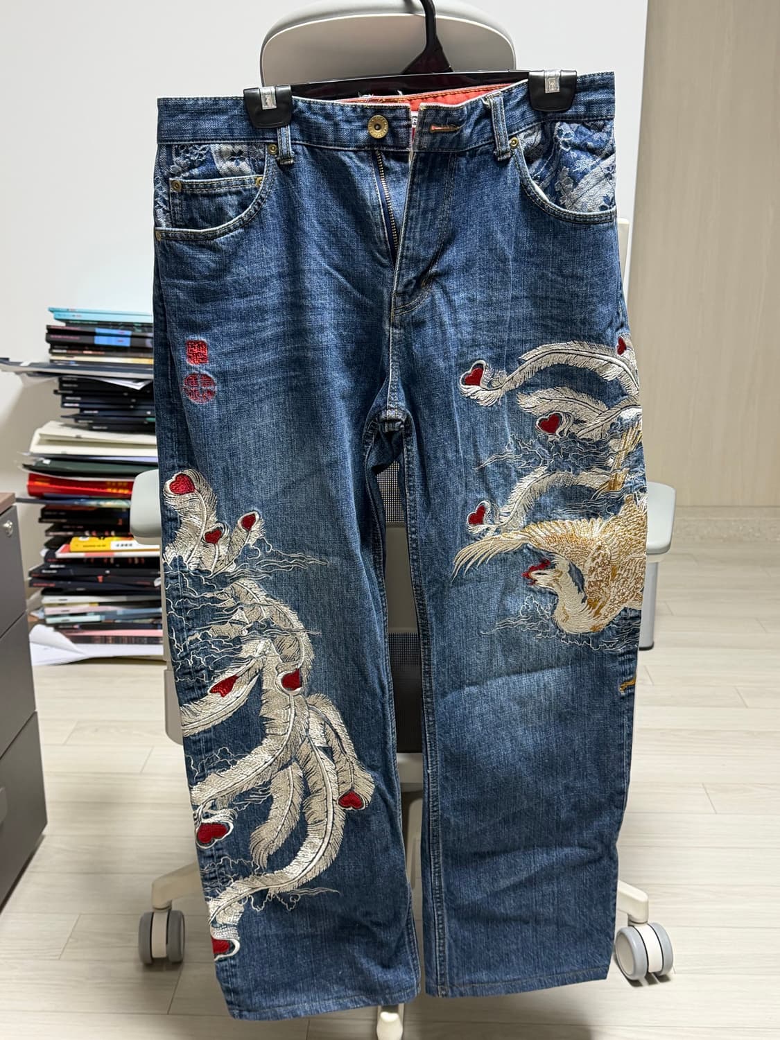 카라쿠리타마시 봉황자수 데님팬츠 상품이미지1