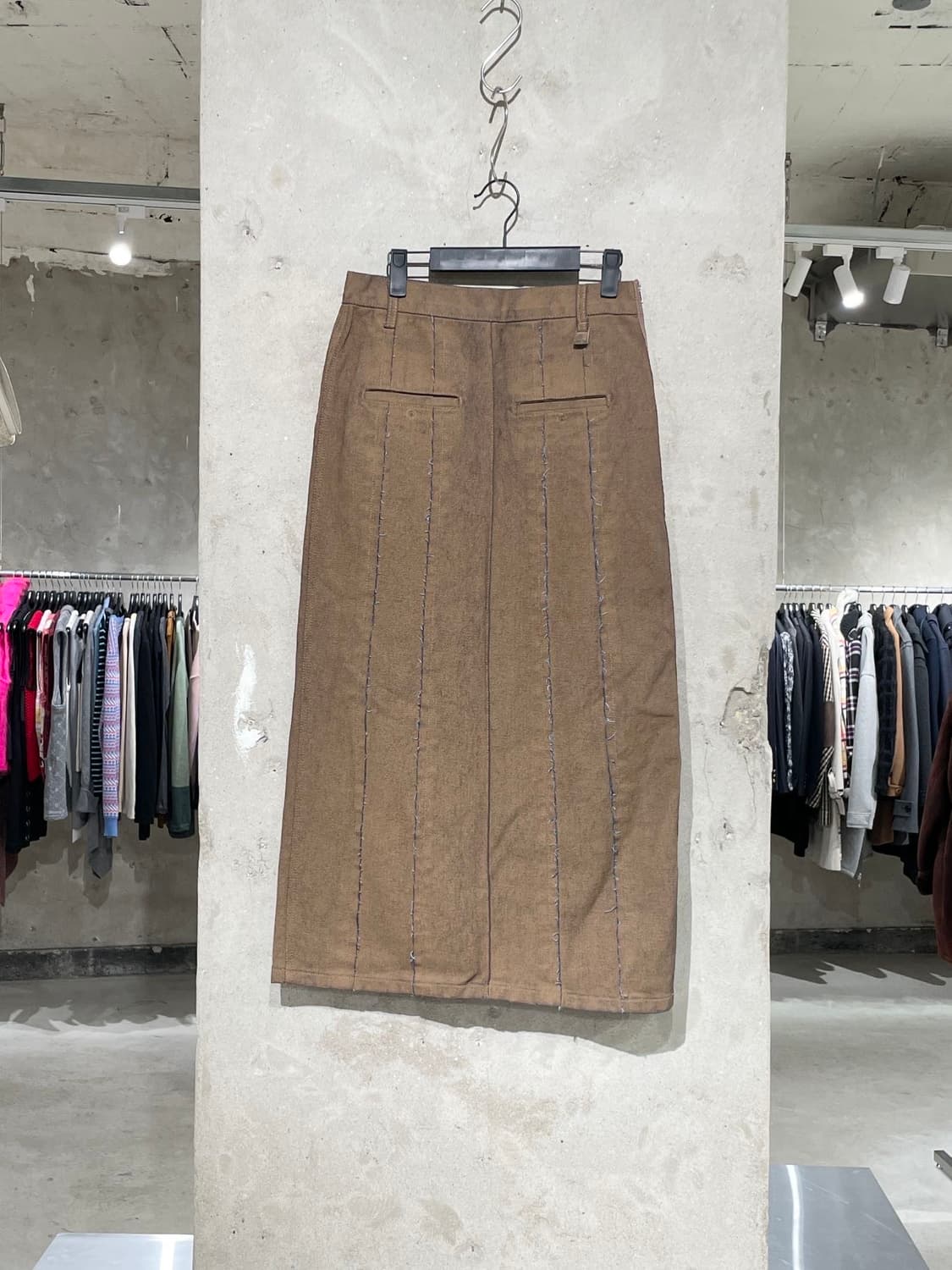 마뗑킴 브라운 사이드 투 웨이 집 데님 롱 스커트 상품이미지1