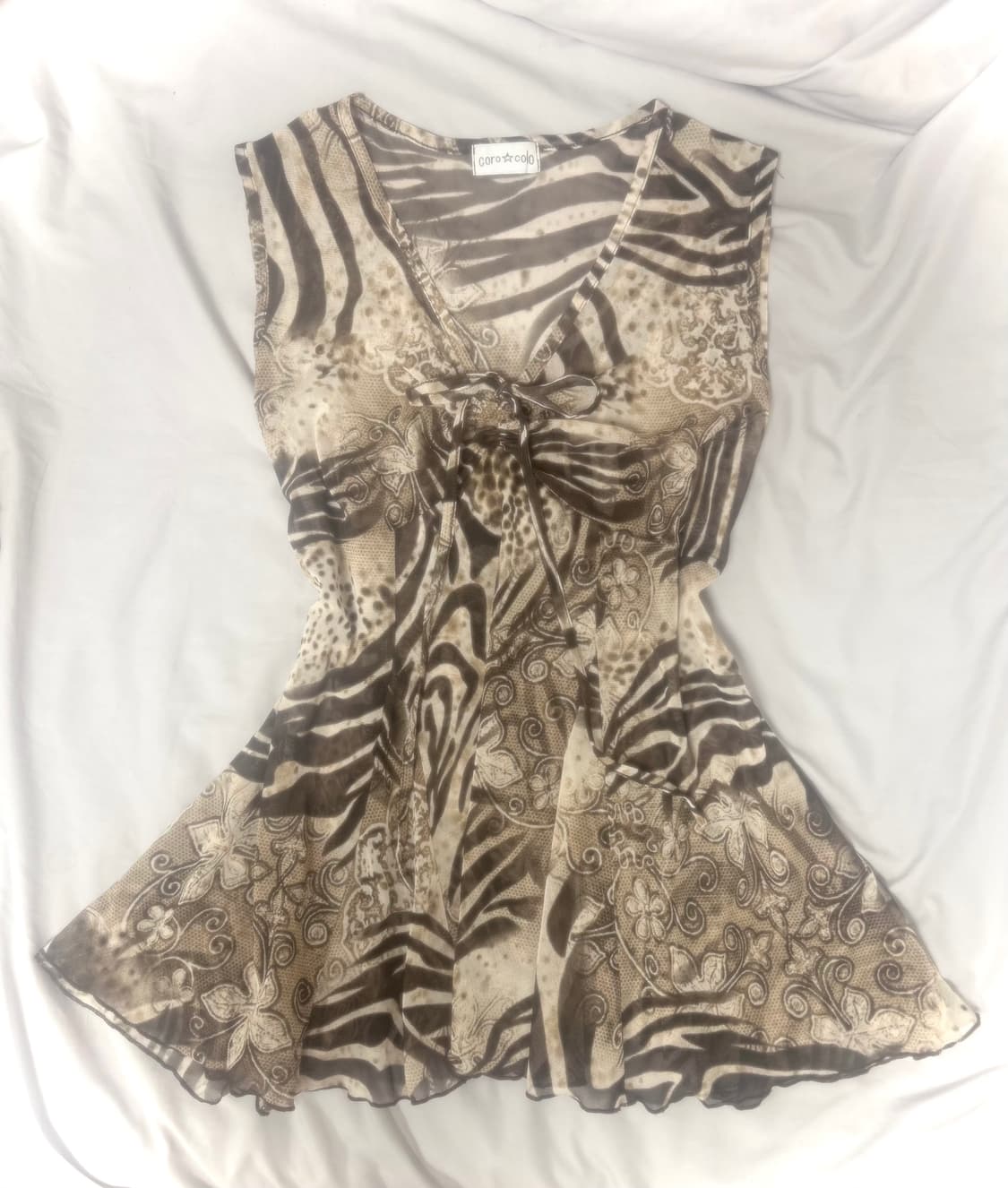 빈티지 오네갸루 시스루 슬리브리스 탑 y2k 나나펑크 샵502 큐빈티지 상품이미지1