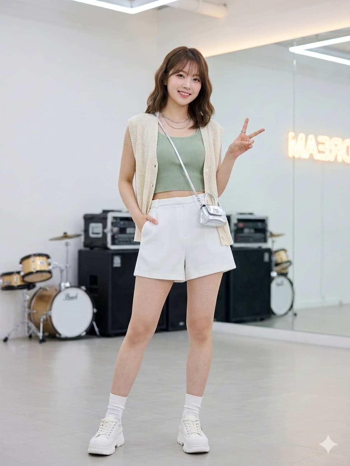 MANGO 망고 수트 컬렉션 화이트 쇼츠 상품이미지1