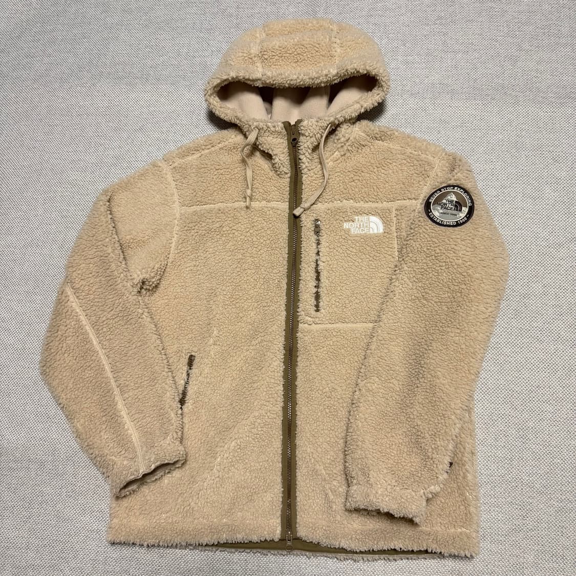노스페이스 플레이 그린 플리스 후드 라이트 베이지 M 상품이미지1