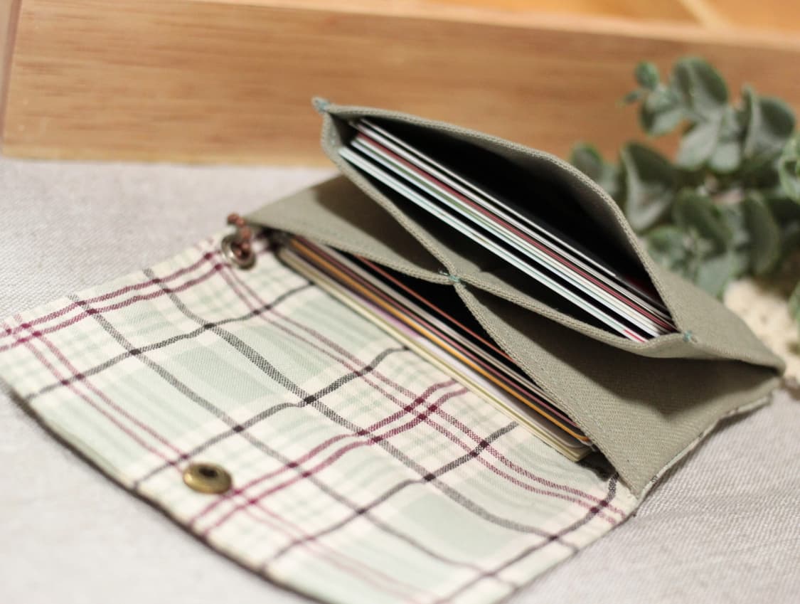 핸드메이드 민트체크 카드지갑  상품이미지6