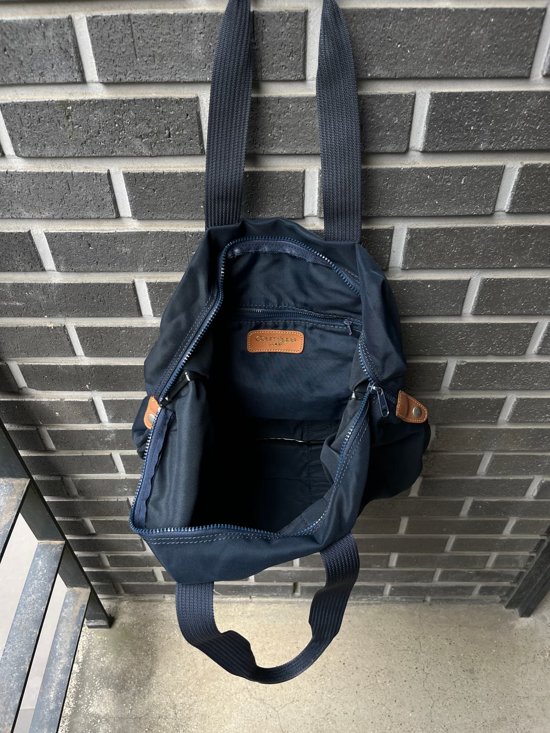 90s Courreges 꾸레쥬 로고 쇼퍼백 네이비 상품이미지5