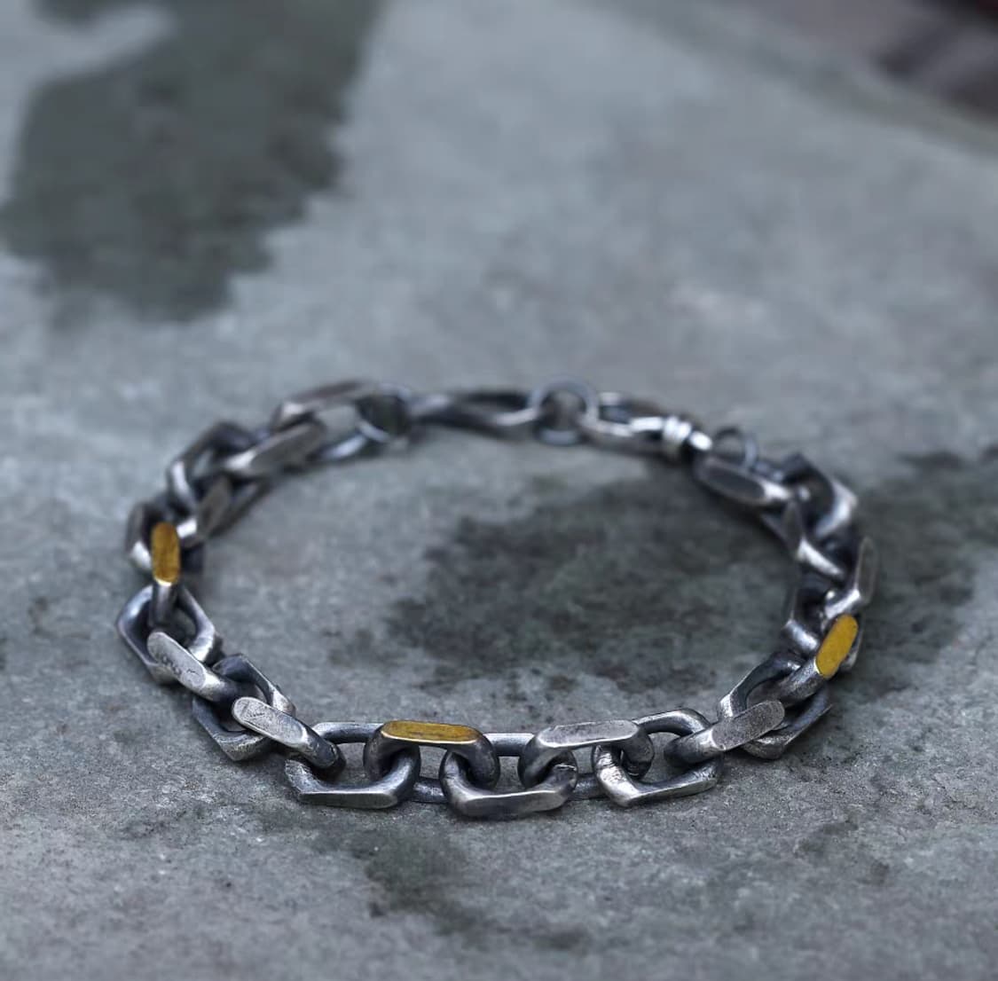 Oceanora S925 스털링 실버 남성용 골드 도금 헤 비 팔찌 상품이미지7