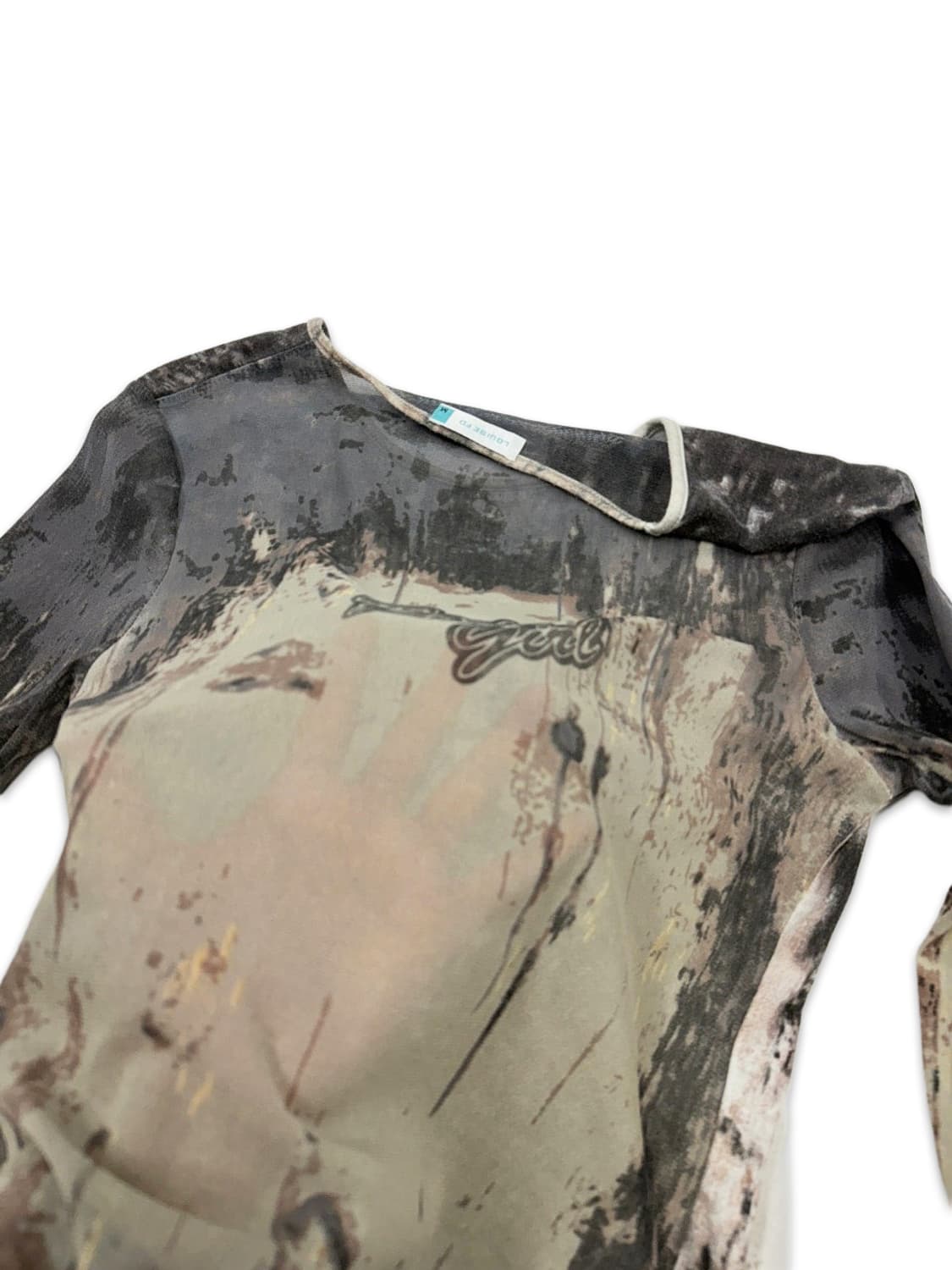 빈티지 LOUISE FD 시스루 펑크 프린팅 레이어드 긴팔티 상품이미지4